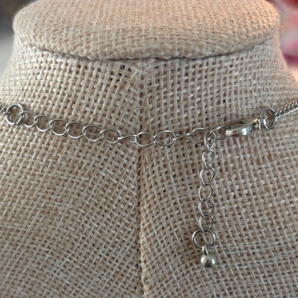Blue Seed-bead Floral Necklace 8” - Picture 4 of 5